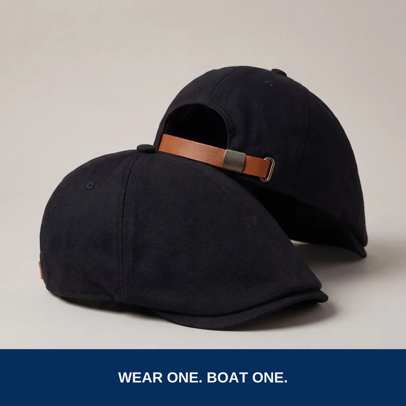 Two black flat caps. Wear one, boat one