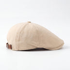 Beige No Logo flat cap, side profile