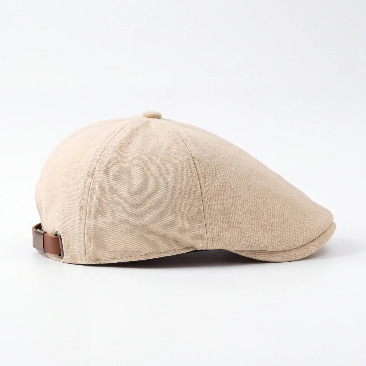 Beige No Logo flat cap, side profile