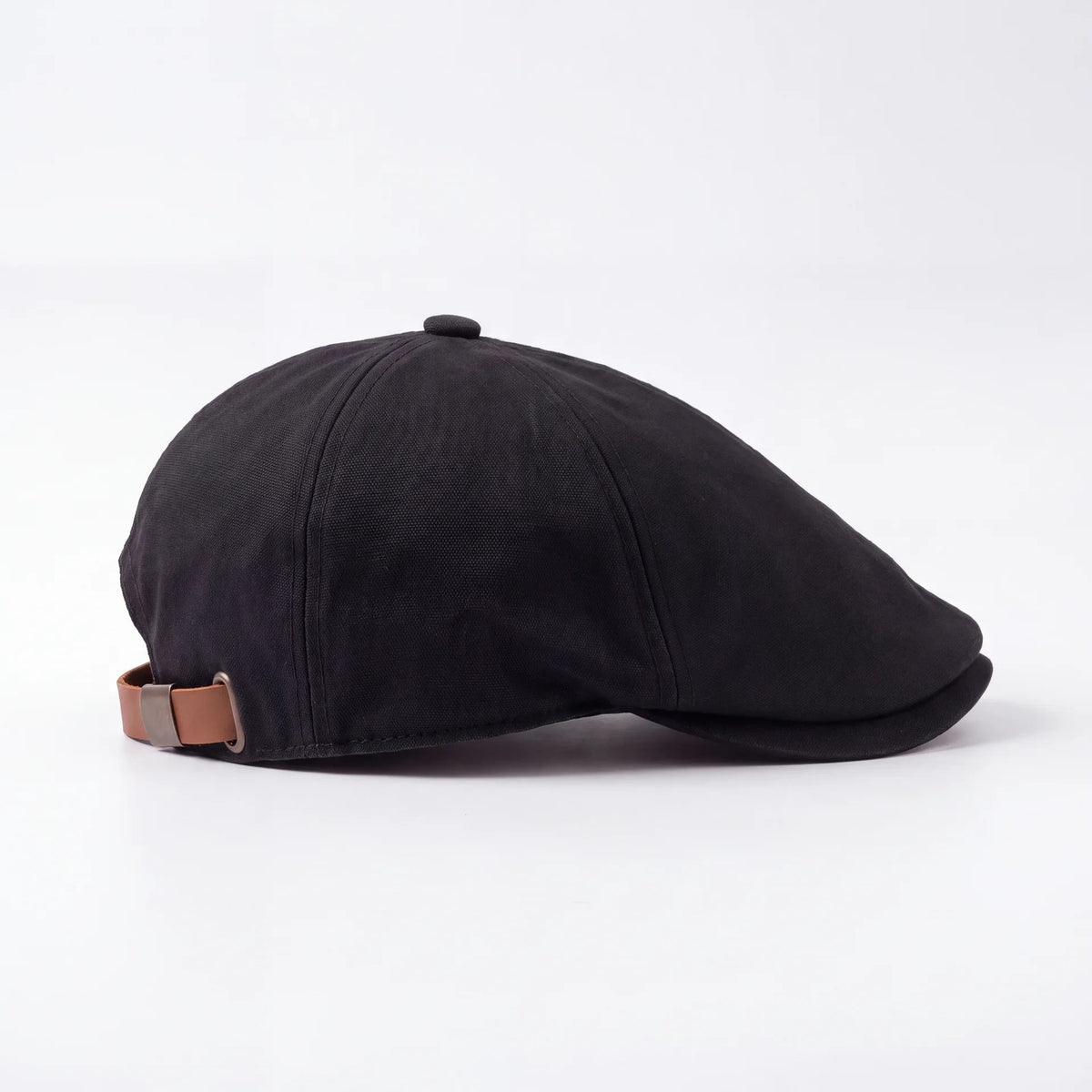 Black No Logo flat cap, side profile
