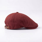 Red No Logo flat cap, side profile