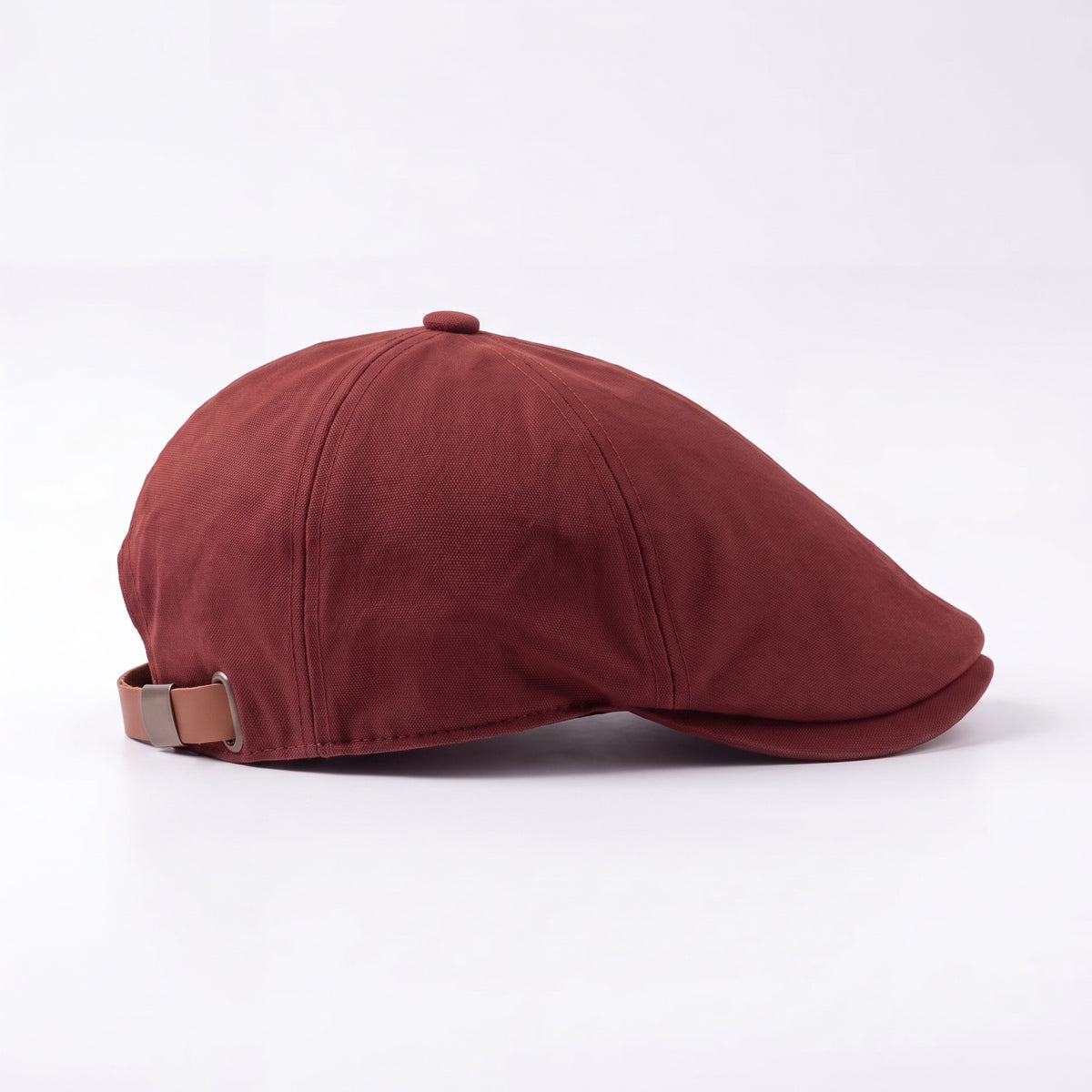 Red No Logo flat cap, side profile