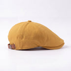 Yellow No Logo flat cap, side profile