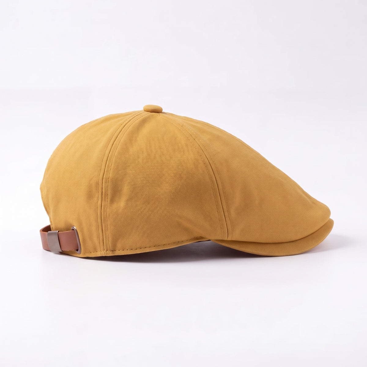 Yellow No Logo flat cap, side profile