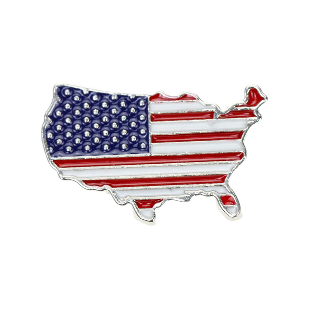 The Stars & Stripes Pin, American flag in the shape of the United States