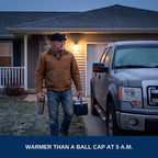 Early morning walk to the truck in the black flat cap. Warmer than a ball cap